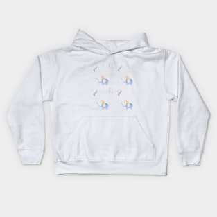 Pattern with cute sleeping elephant, bird and moon Kids Hoodie